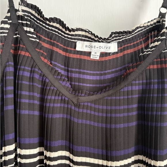 Ross-Olive Spaghetti Straps Pleat Striped Camisole Tank Top, Size: Medium - Picture 6 of 7